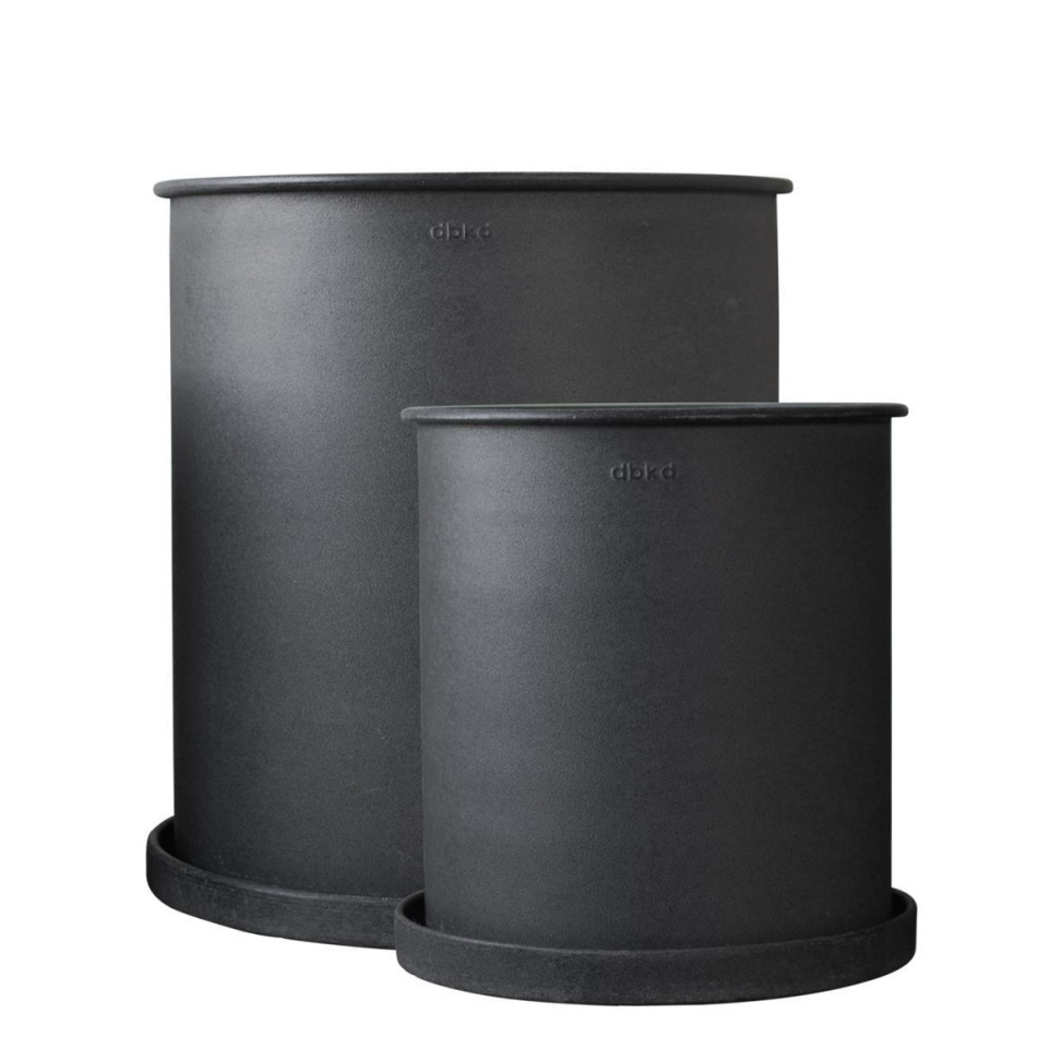 1584889-1 Plant pots with saucers - DBKD Plant Pot Large, black, two sizes