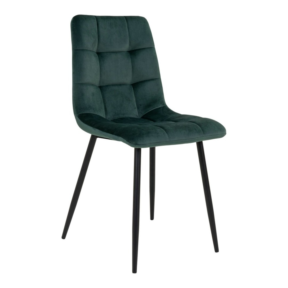 1584902-1 Chairs, 2 pcs - House Nordic Middelfart, dark green velvet and black steel legs