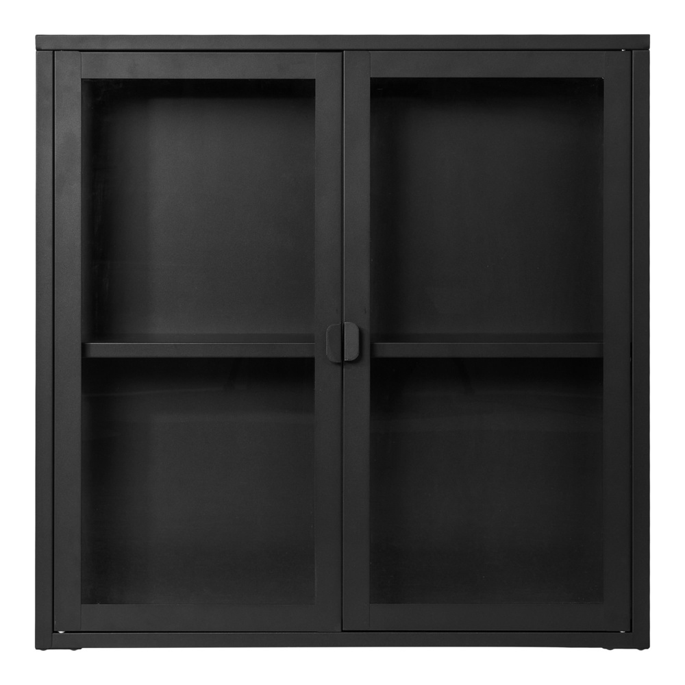 1584904-1 Wall display cabinet, 1 pc - House Nordic Brisbane, black steel and two glass doors