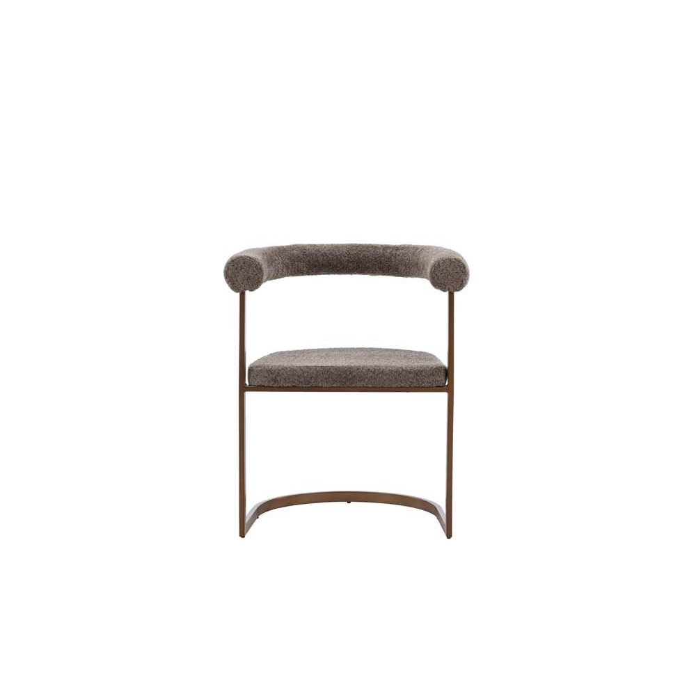 1584905-1 Dining chairs, 2 pcs - Venture Home Morning, grey bouclé and brown steel frame