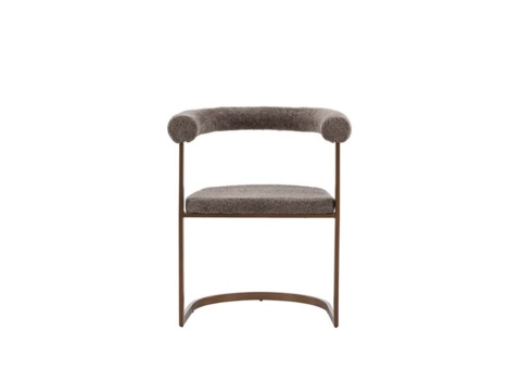 Dining chairs, 2 pcs - Venture Home Morning, grey bouclé and brown steel frame