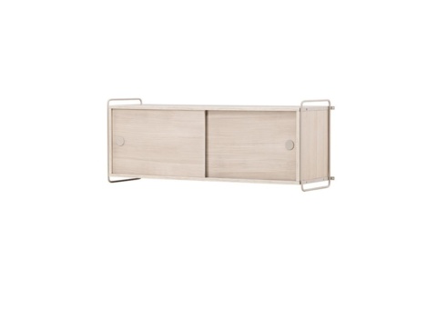 Wall cabinet, 1 pc - Venture Home Paris, whitewashed MDF and beige steel frame