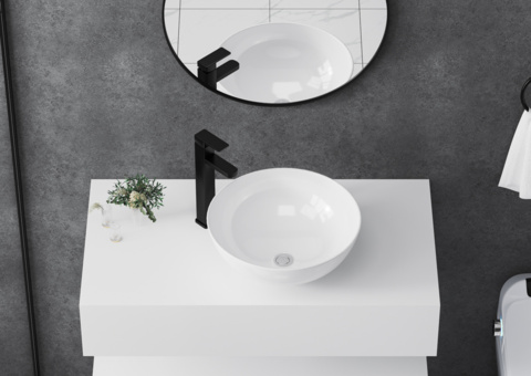 Tvättställ, 4 st - Bathlife Kläm, Ø420 mm, porslin