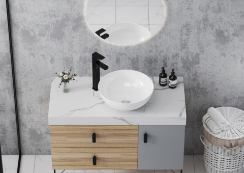 Tvättställ, 4 st - Bathlife Ork, Ø405 mm, porslin