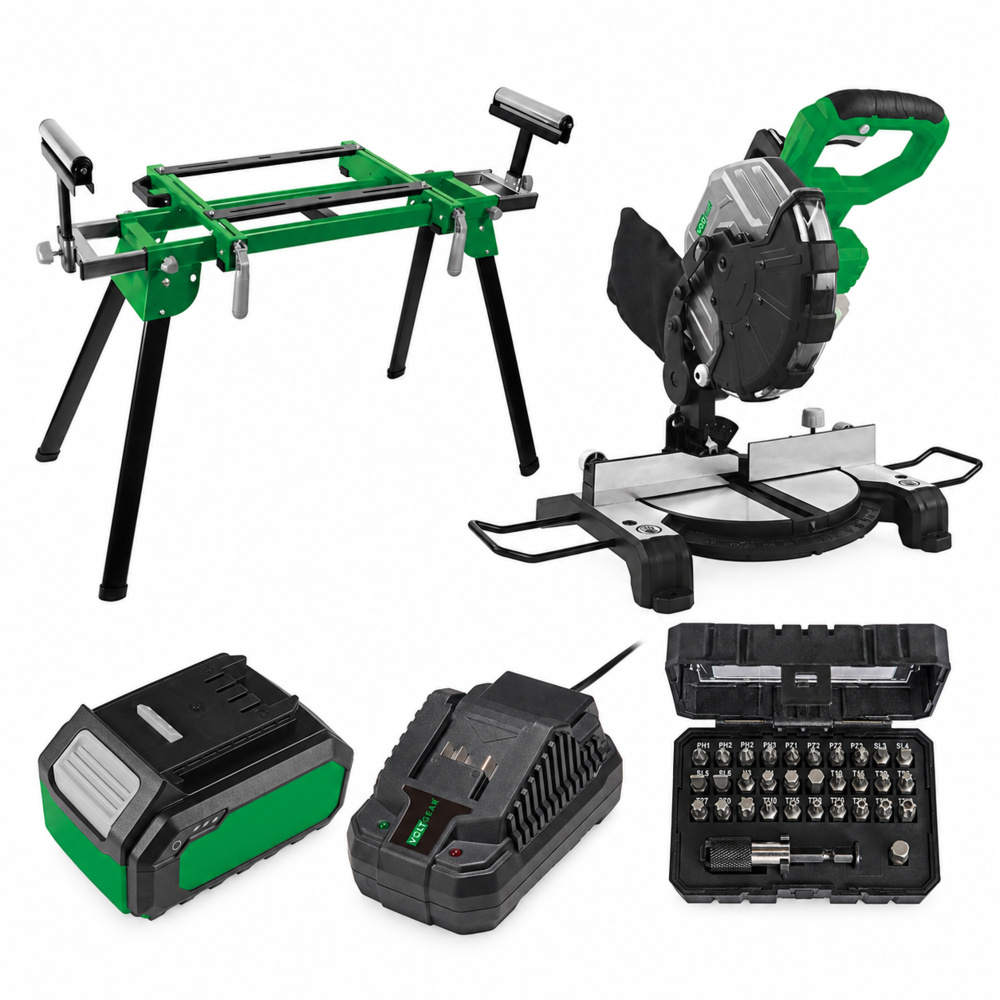 1587310-1 Kap- och gersåg med sågbord - Voltgear Plus, 20 V, batteri, laddare och bitsset