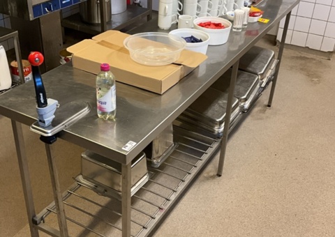 Stainless steel workbench with can opener