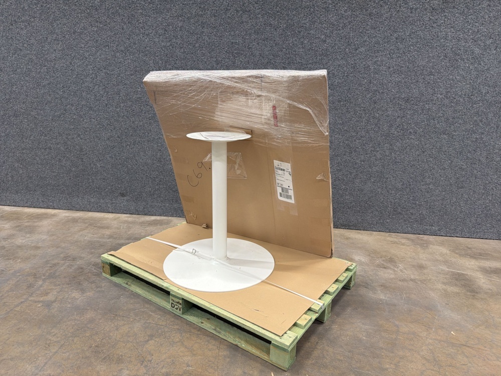 1585959-3 Table METRIC Halvoval, 1000x1000x720 mm, white/oak