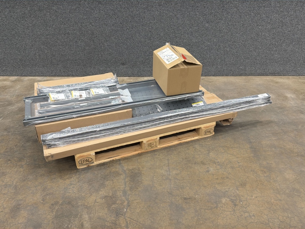 1587582-2 Complete workbench TRUST Tool boards, picking bins, shelves, 1500x760 mm, hardened board