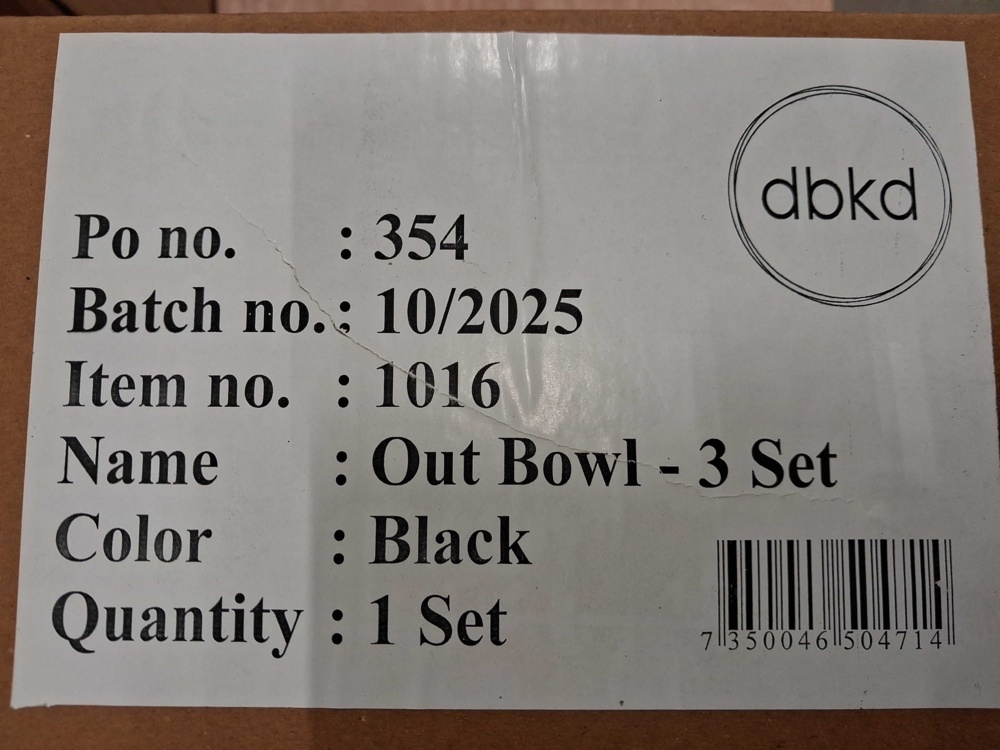 1584919-2 Bowls - DBKD Out Bowl, black metal, assorted sizes
