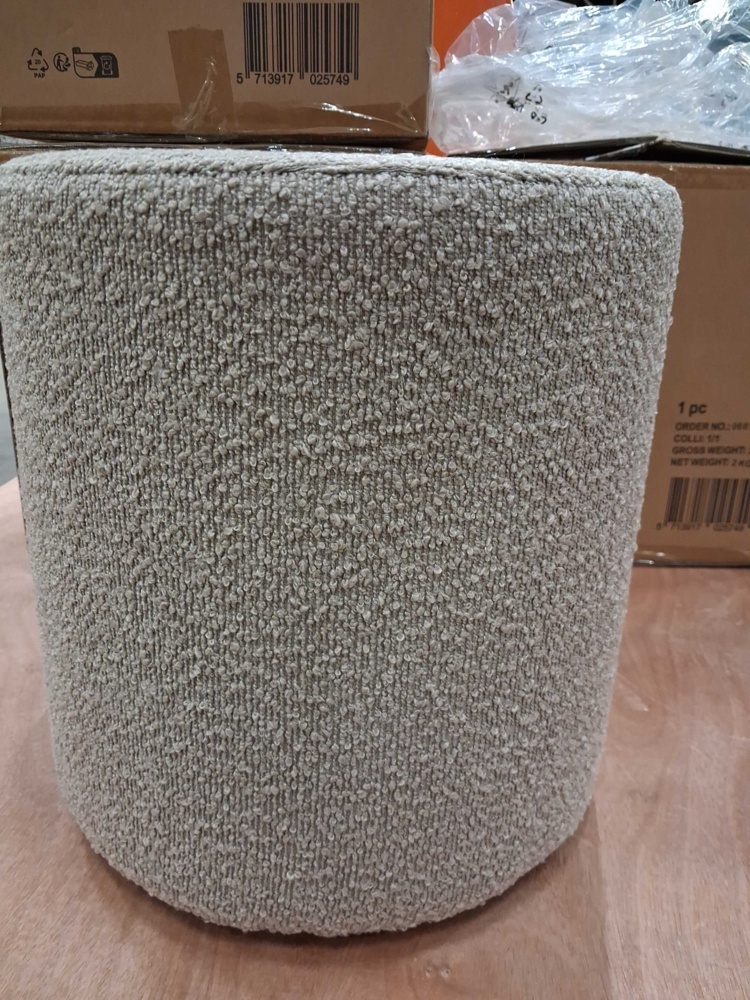 1584925-2 Poufs, 3 pcs - House Nordic Ejby, beige bouclé, Ø34 cm