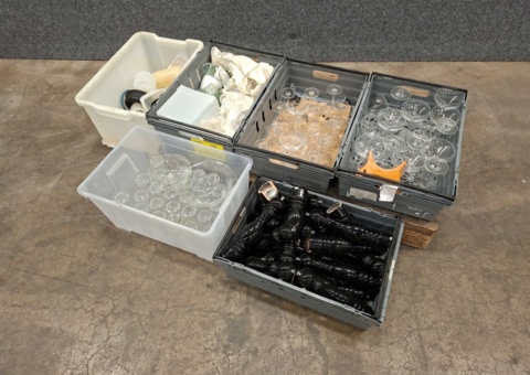 Glass, pepper mills, jars etc.