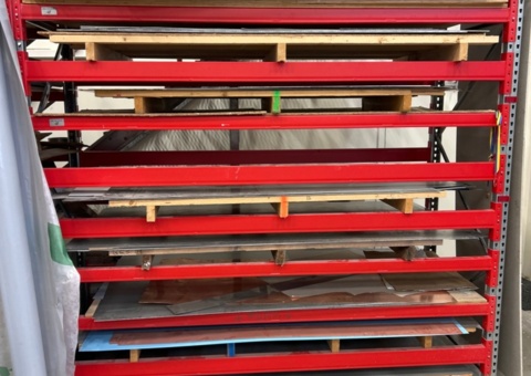Lot with sheet metal and wood panel material