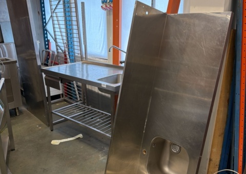 2 sinks and a stainless steel worktop