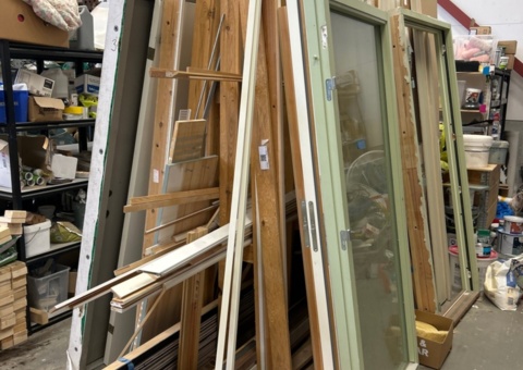 Lot of doors, windows and building materials