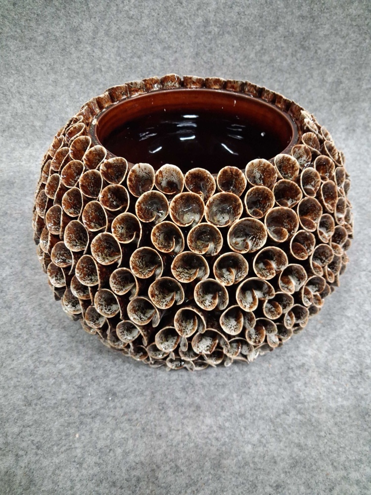 1584929-2 Vase, 1 pc - Mogihome Shelly, brown glazed ceramic, Ø28 cm