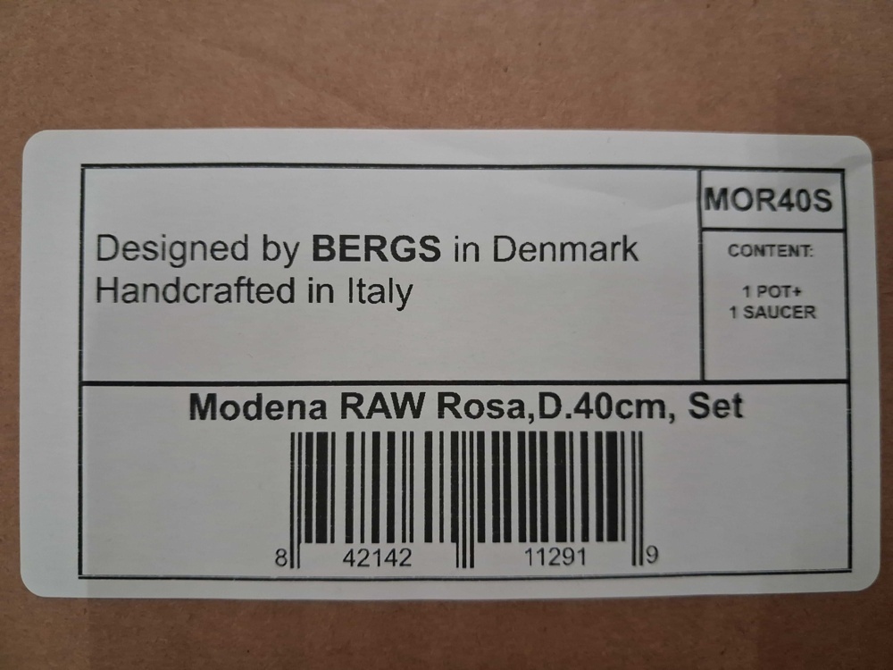 1584935-2 Pot with saucer, 1 pc - Bergs Potter Modena RAW, pink, Ø40 cm