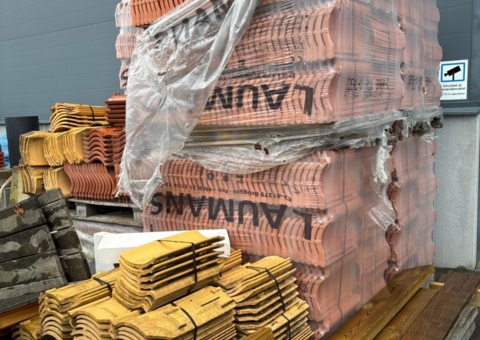 Lot of roofing tiles and building materials
