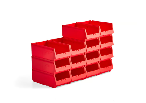 14 pcs Picking bins AJ 9000 Series -68, 400x230x150 mm, red