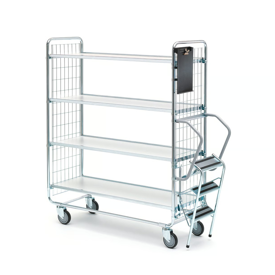 1585958-1 Order picking trolley COMMUTE Incl. ladder, 4 shelves, 1000x 425mm