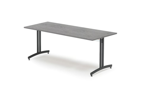 Table 1800x800 mm, dark grey linoleum, black