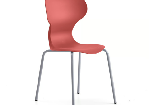 6 pcs Chairs BRIAN Leg stand, silver/red