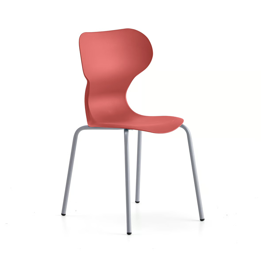 1585951-1 6 pcs Chairs BRIAN Leg stand, silver/red