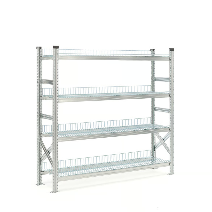 1585938-1 Shelving system TRANSFORM Basic section, 4 wire shelves, 1576x1275x400 mm