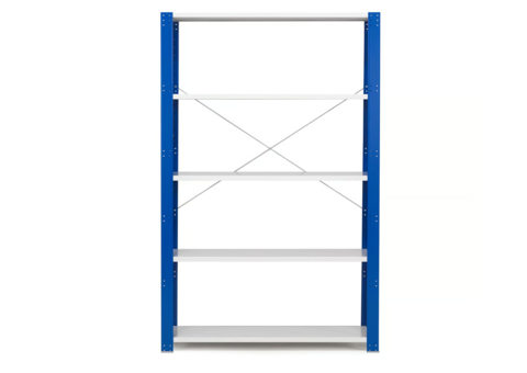 Shelving unit MIX Basic section, 2100x1365x500 mm, blue, light grey shelves