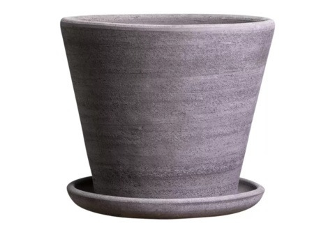 Pots with saucers, 2 pcs - Bergs Potter Julie Grey RAW, Ø40 cm