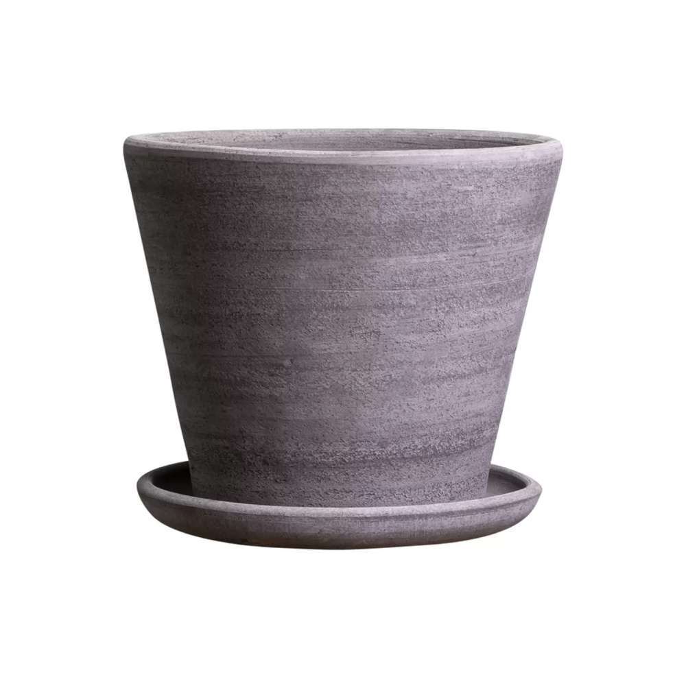 1584913-1 Pots with saucers, 2 pcs - Bergs Potter Julie Grey RAW, Ø40 cm
