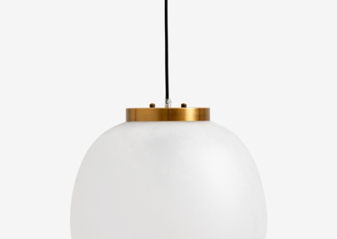 Pendant lamp, 1 pc - Nordal Frost L, glass and gold-coloured top, Ø40 cm