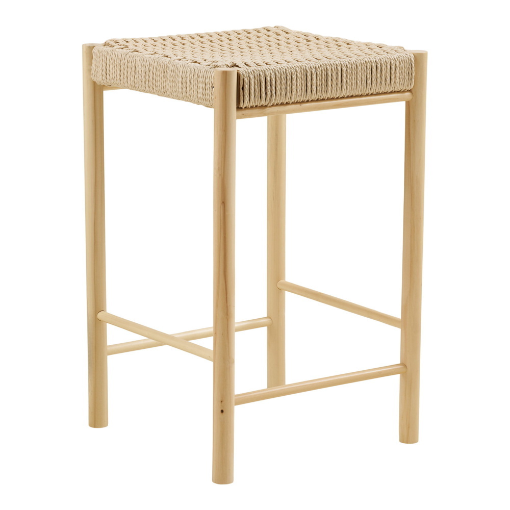 1584924-1 Counter stools, 3 pcs - House Nordic Abano, natural wood and woven seat