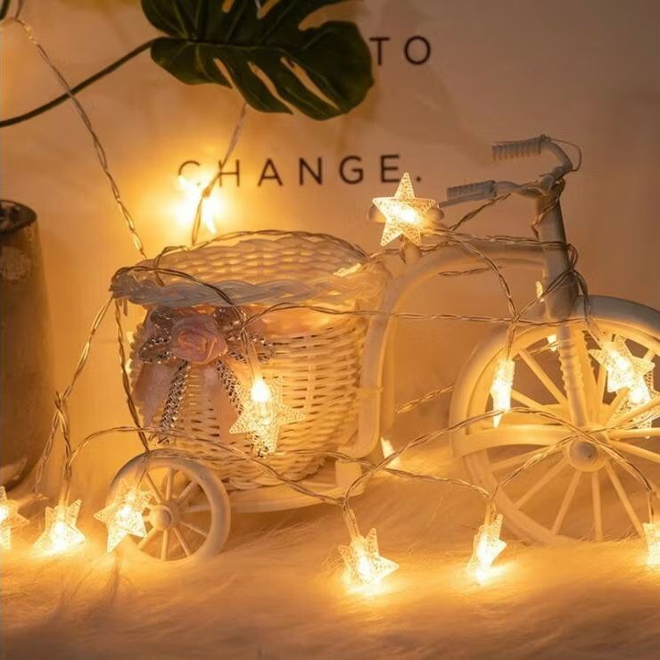 1588661-1 LED string lights, 8 pcs - star-shaped lamps, remote control, 3 m