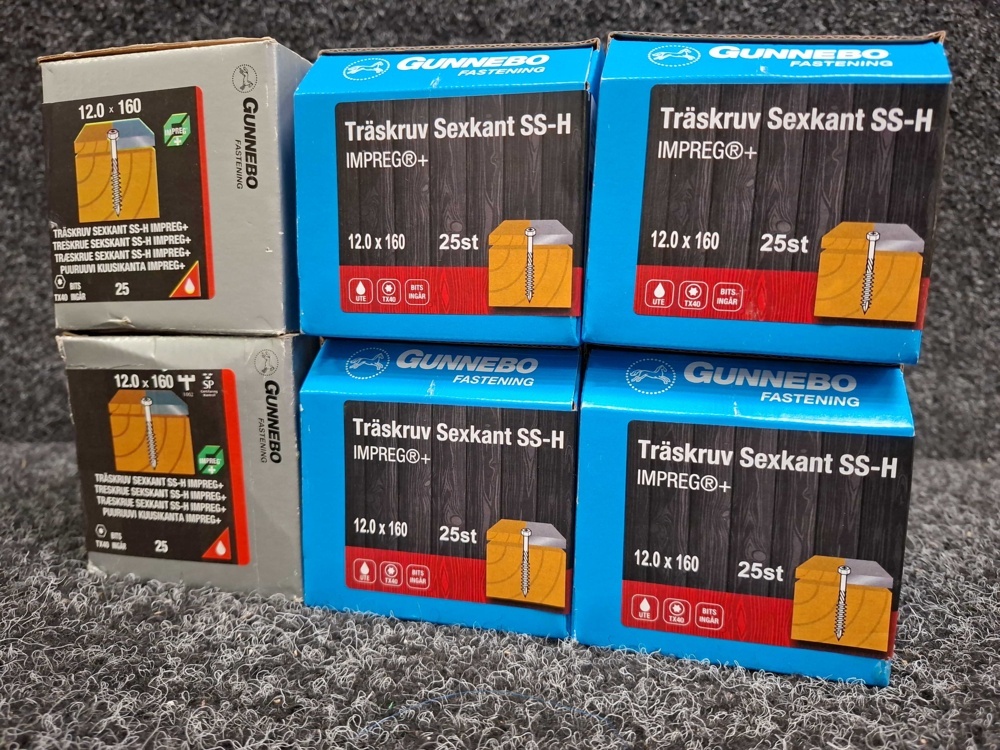1589963-2 150 st Träskruv Sexkant SS-H 12.0x160mm, Gunnebo
