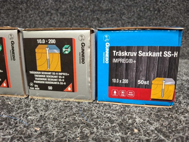 1589968-3 200 st Träskruv Sexkant SS-H 10.0x200mm, Gunnebo