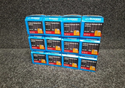 750 pcs Wood Screws Hexagon SS-H 6.0x50 & 8.0x40mm, Gunnebo