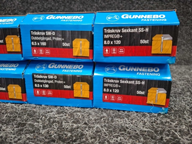1589982-3 500 st Träskruv 6.5x130, 6.5x160 & 8.0x120mm, Gunnebo