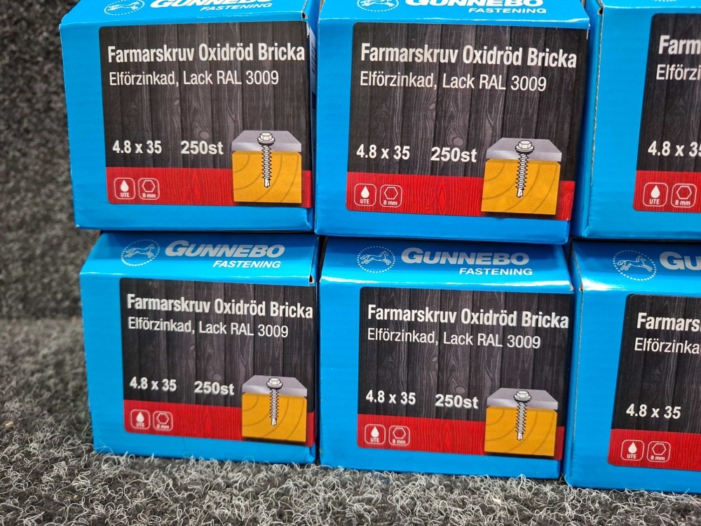 1590059-2 2000 st Farmarskruv Oxidröd Bricka 4.8x35mm, Gunnebo