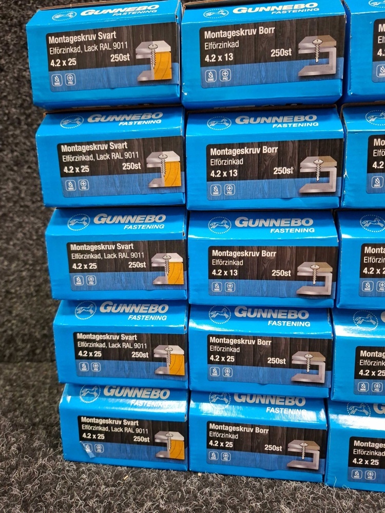 1590061-2 6250 st Montageskruv 4.2x13, 4.2x16 & 4.2x25mm, Gunnebo