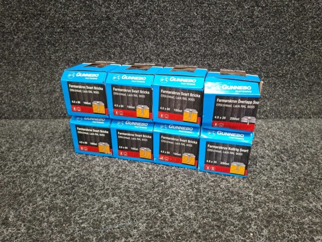 1590062-1 1100 st Farmarskruv 4.8x20, 4.8x35 & 4.8x60mm, Gunnebo