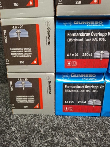 1590064-4 3000 st Farmarskruv 4.8x20mm, Gunnebo
