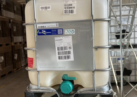 Samling med 12 IBC-behållare – SCHÜTZ ECOBULK FOODCERT MX640 – 640 liter