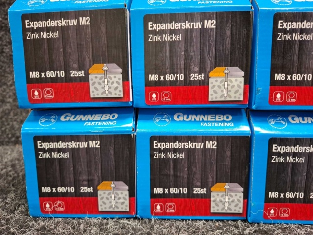 1590076-2 8 st Förpackningar Expanderskruv M2, Gunnebo