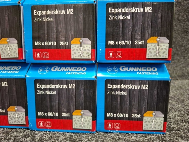 1590076-3 8 st Förpackningar Expanderskruv M2, Gunnebo