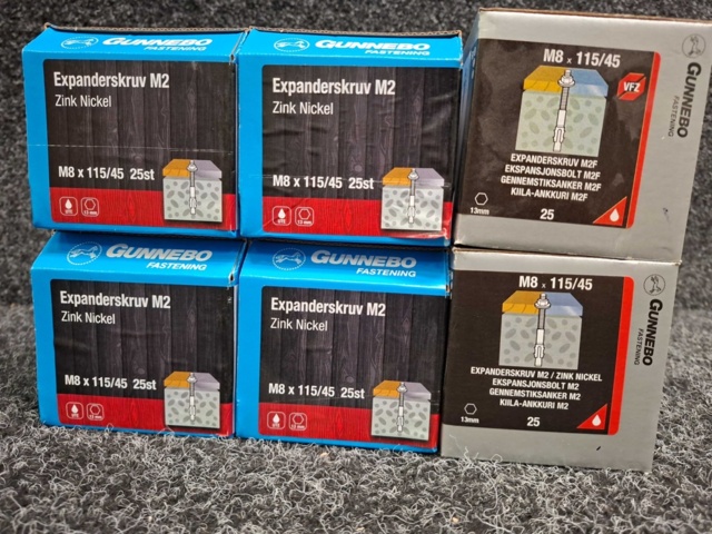 1590082-2 150 st Expanderskruv M2 M8x115/45, Gunnebo