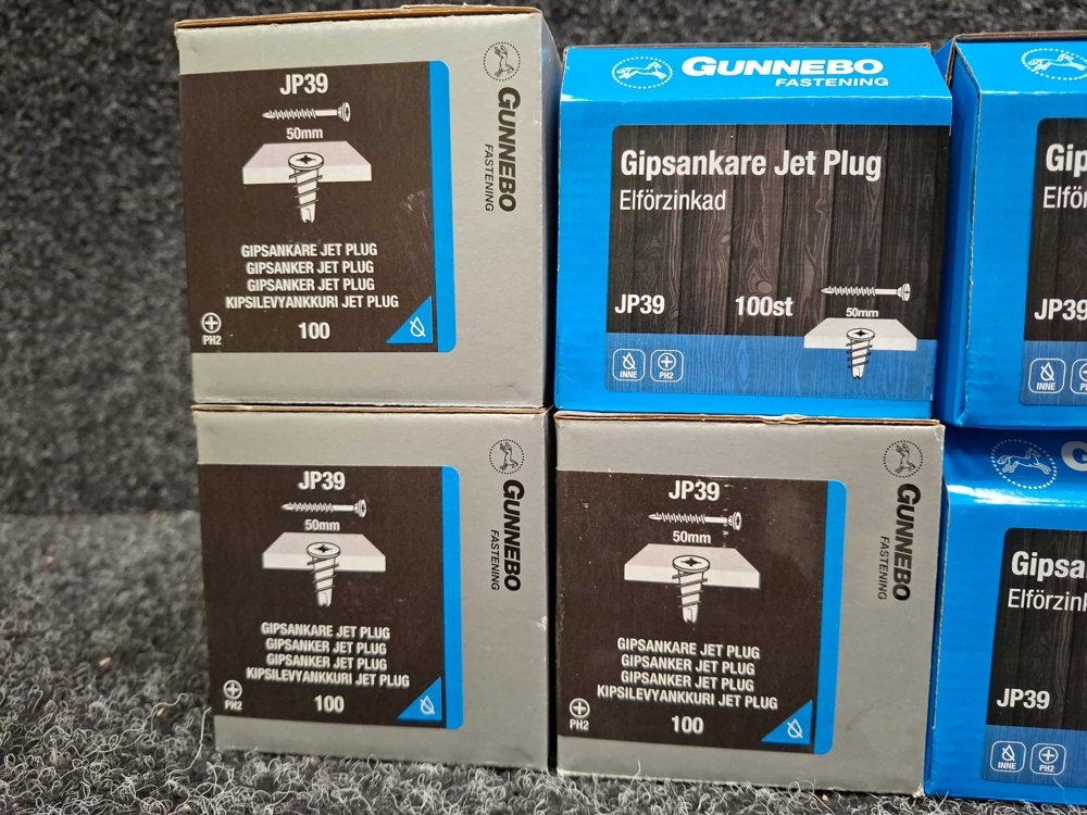 1590089-2 800 pcs Gypsum anchor Jet Plug JP39 50mm, Gunnebo