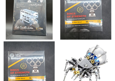 Model and puzzle lot, 4 pcs - Time for Machine, Metal Time and spider