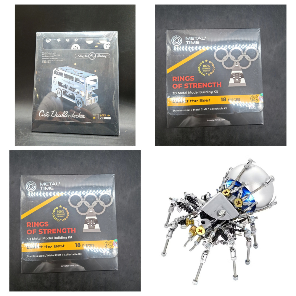 1588672-1 Model and puzzle lot, 4 pcs - Time for Machine, Metal Time and spider
