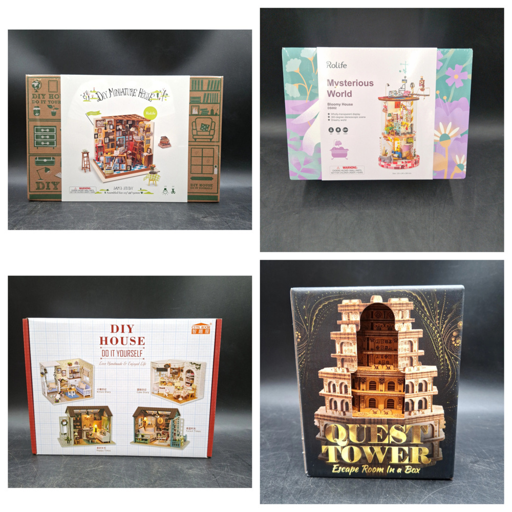 1588674-1 Miniature and puzzle lot, 4 pcs - Rolife, Cute Room and EscapeWelt