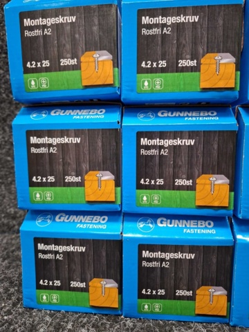 1589954-3 3000 st Montageskruv Rostfri A2 4.2x25 & 4.2x40mm, Gunnebo